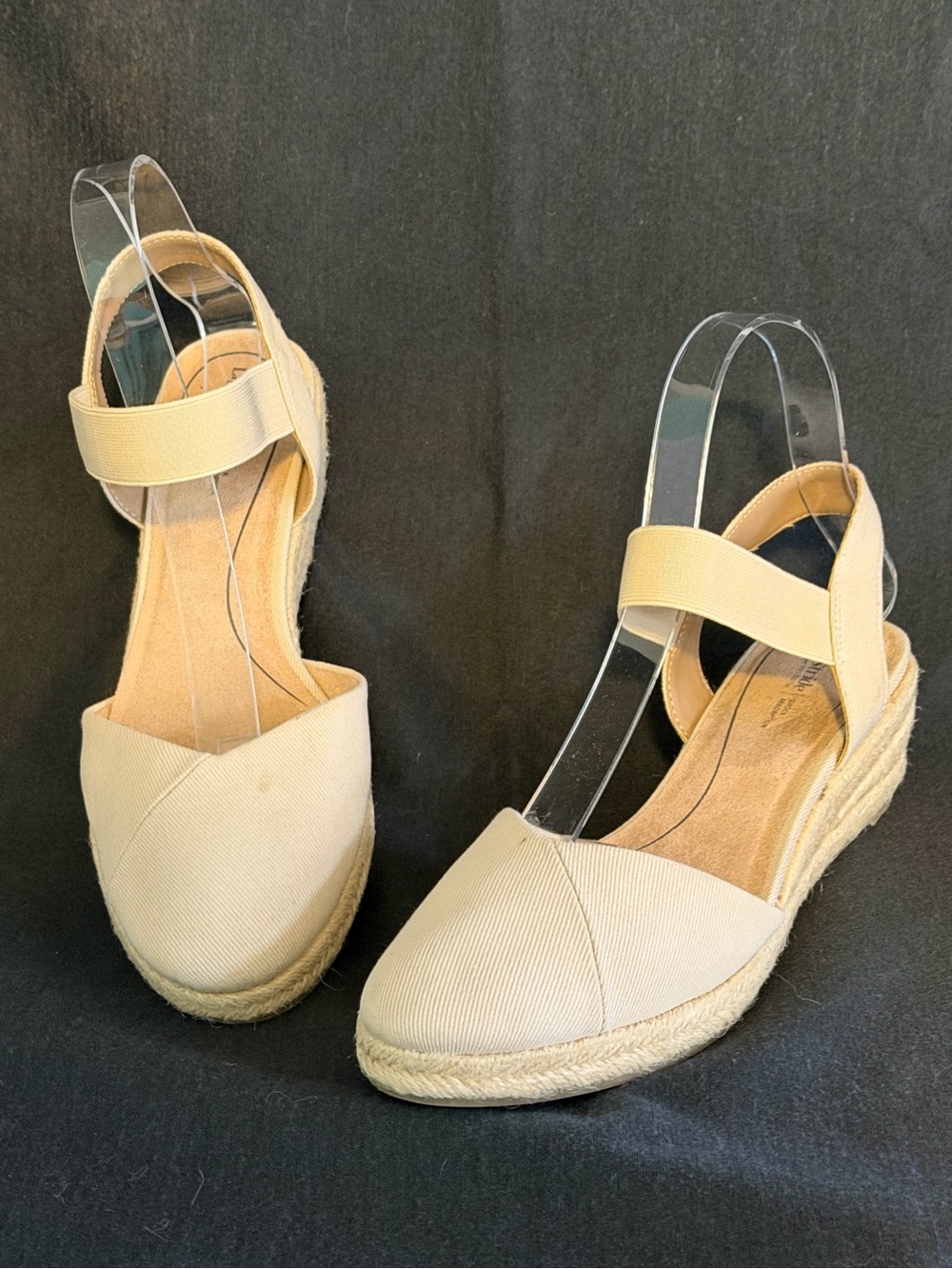LifeStride Kimmie Cream Espadrille Wedge Sandals Women's Size 9.5